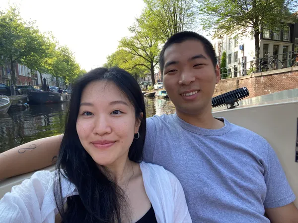 My girlfriend Anne and I, in a canal in Amsterdam. July 2024.